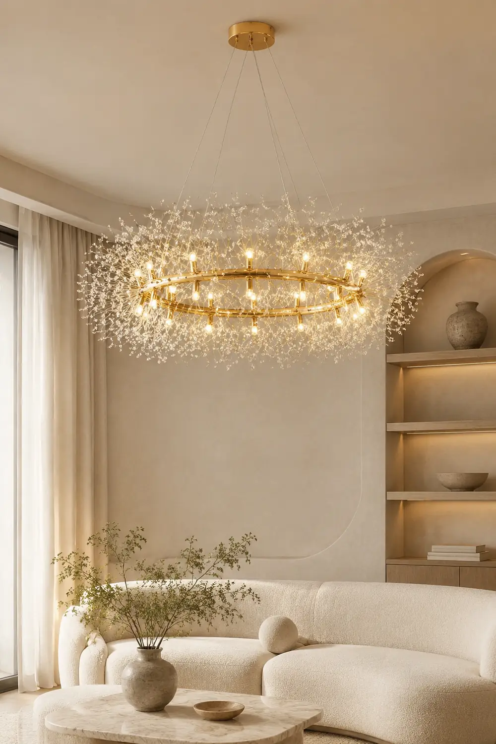 Lili Modern Dandelion LED Pendant Light Gold Metal/Crystal Bedroom/Living Room - Lumpaz