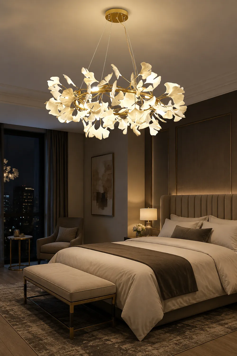 Ophelia EarthenGlo Modern Kitchen White Art Deco Chandelier, Metal & Ceramic - Lumpaz