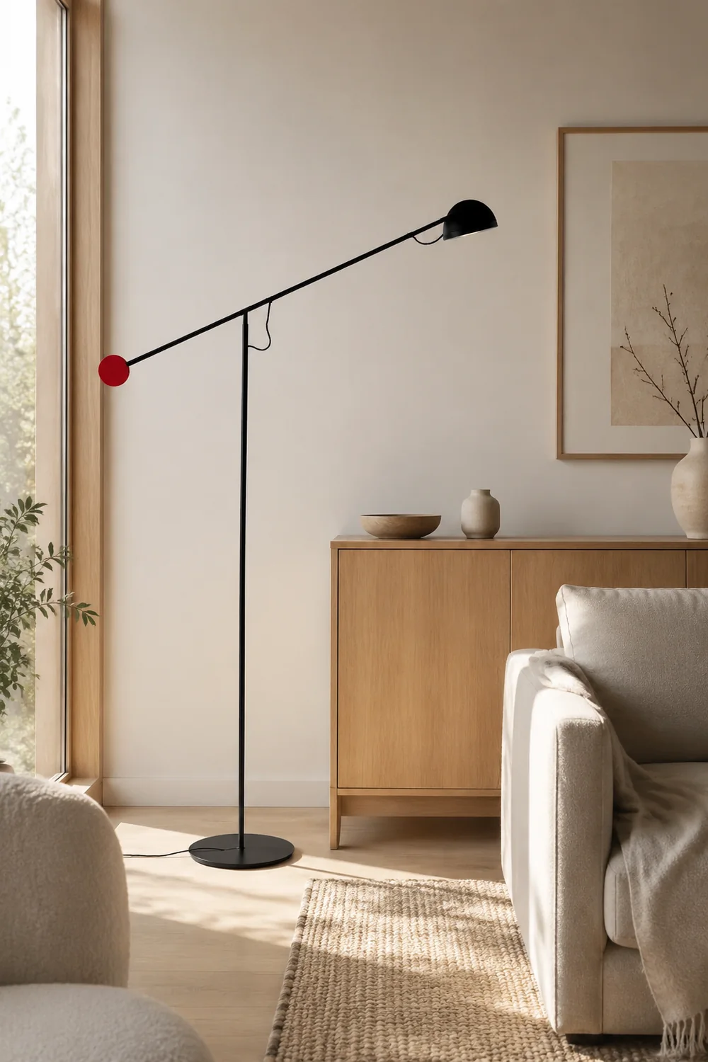 Avi Industrial Minimalist Linear Metal Floor Lamp, Black - Lumpaz