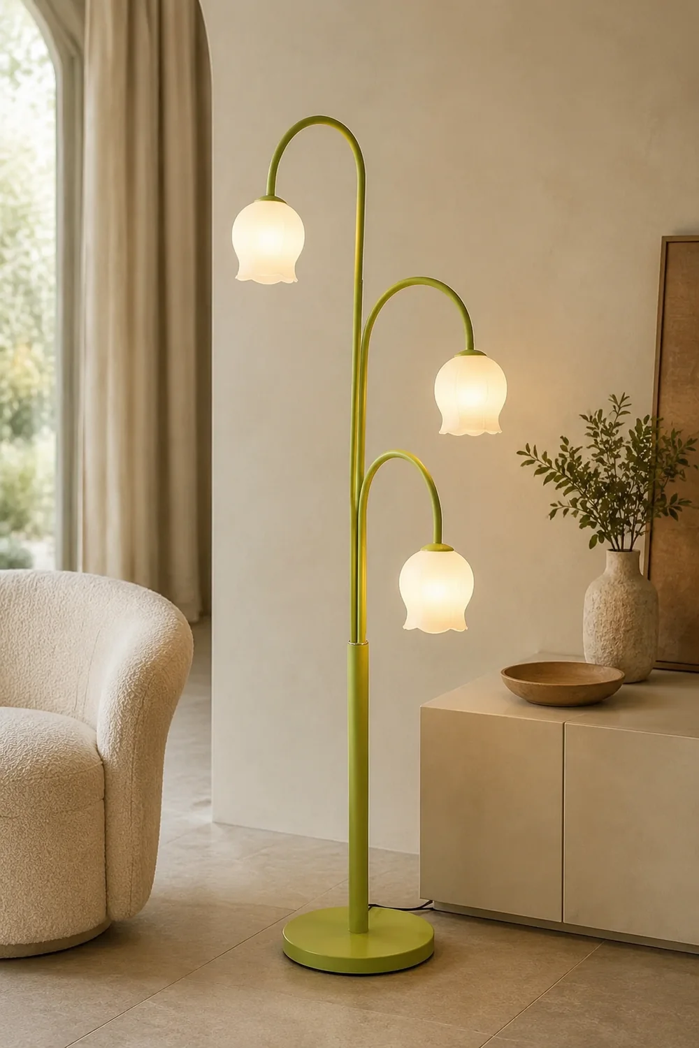 Lily Art Deco Dome Metal Glass Floor Lamp - Lumpaz