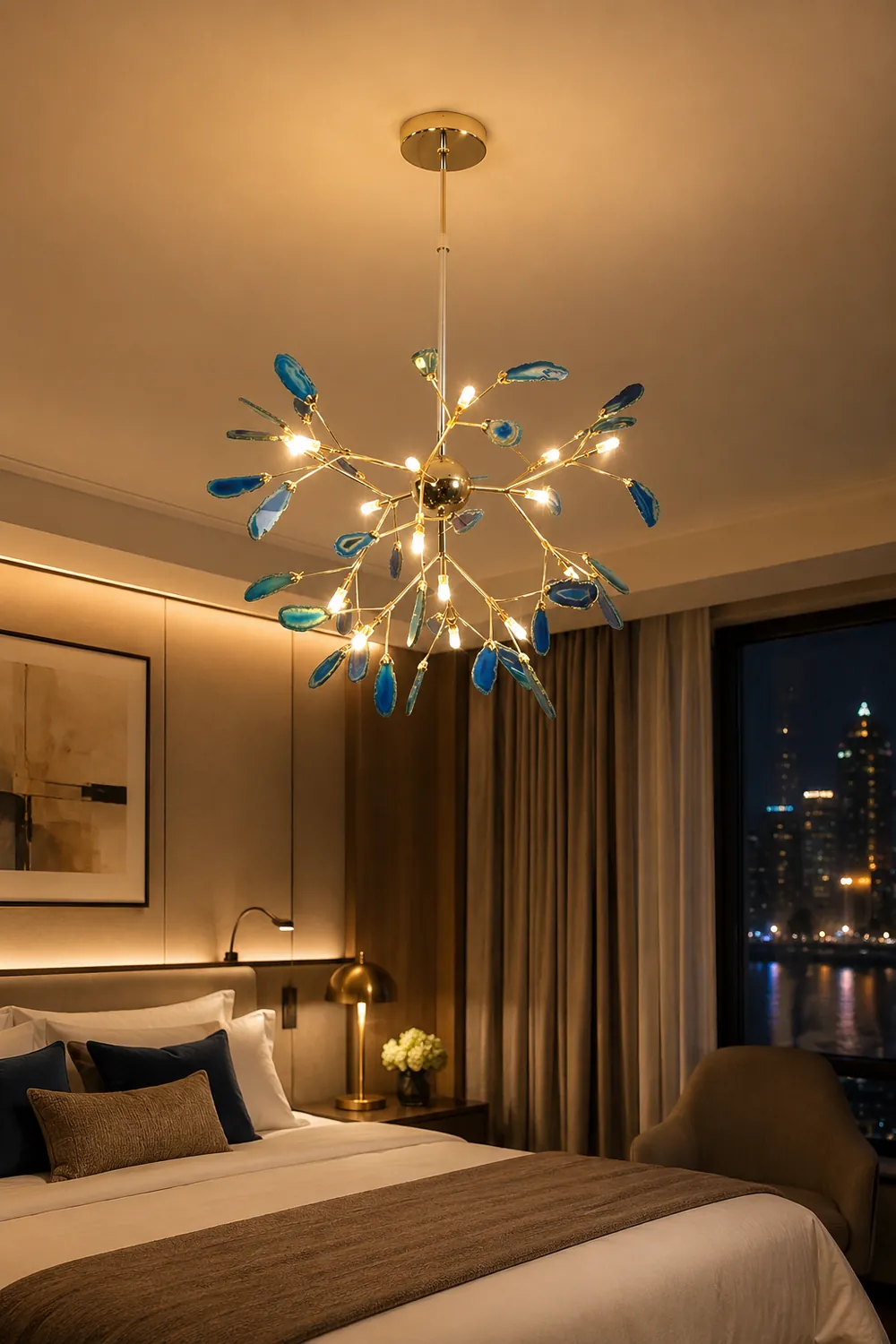Javon Artistic Leaf Agate Pendant Light Blue/Green/Colorful Dining Room - Lumpaz