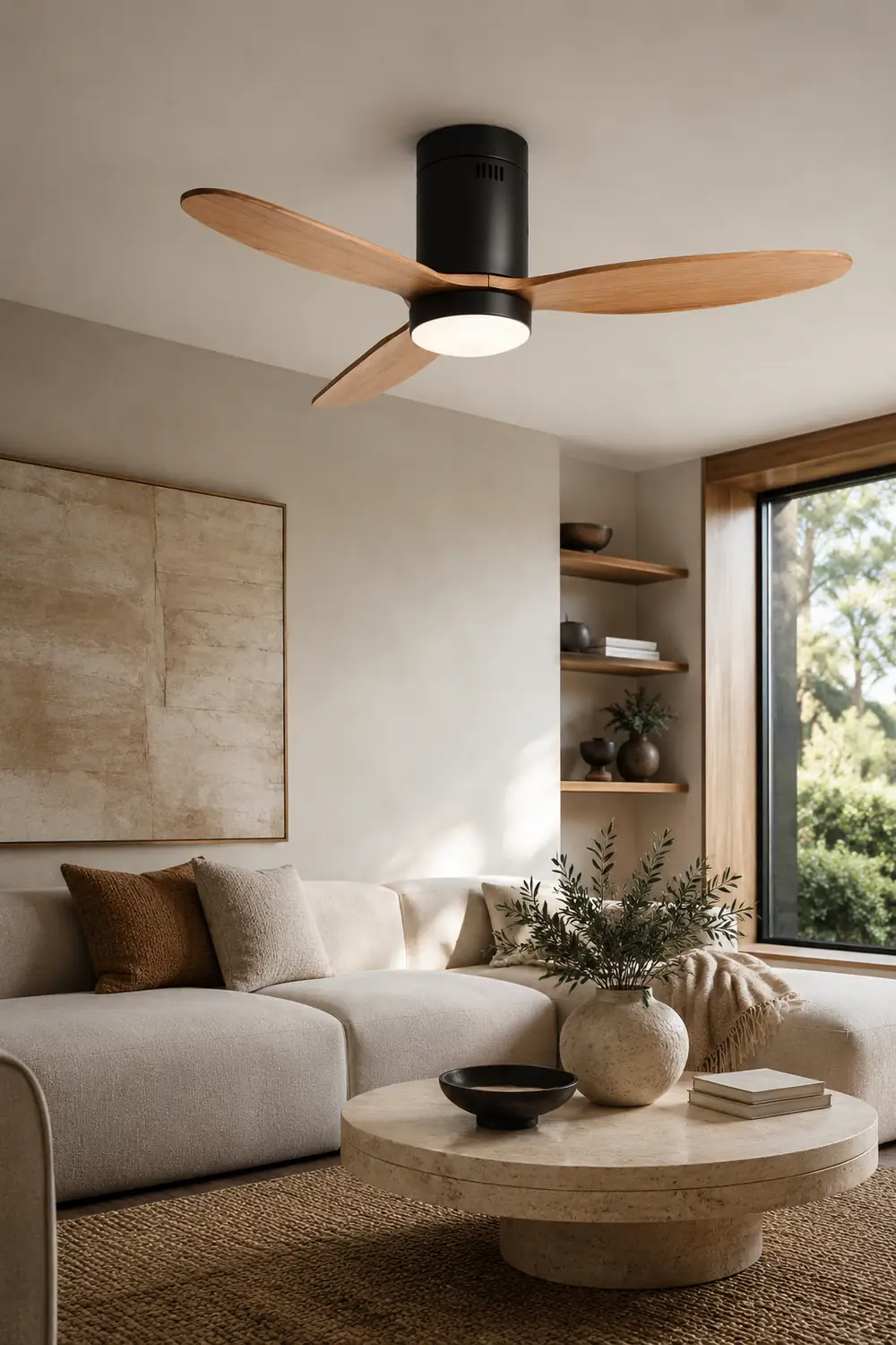 Walters 3-Blade Black Ceiling Fan with Light, 2 Color, DIA 48'' - Lumpaz