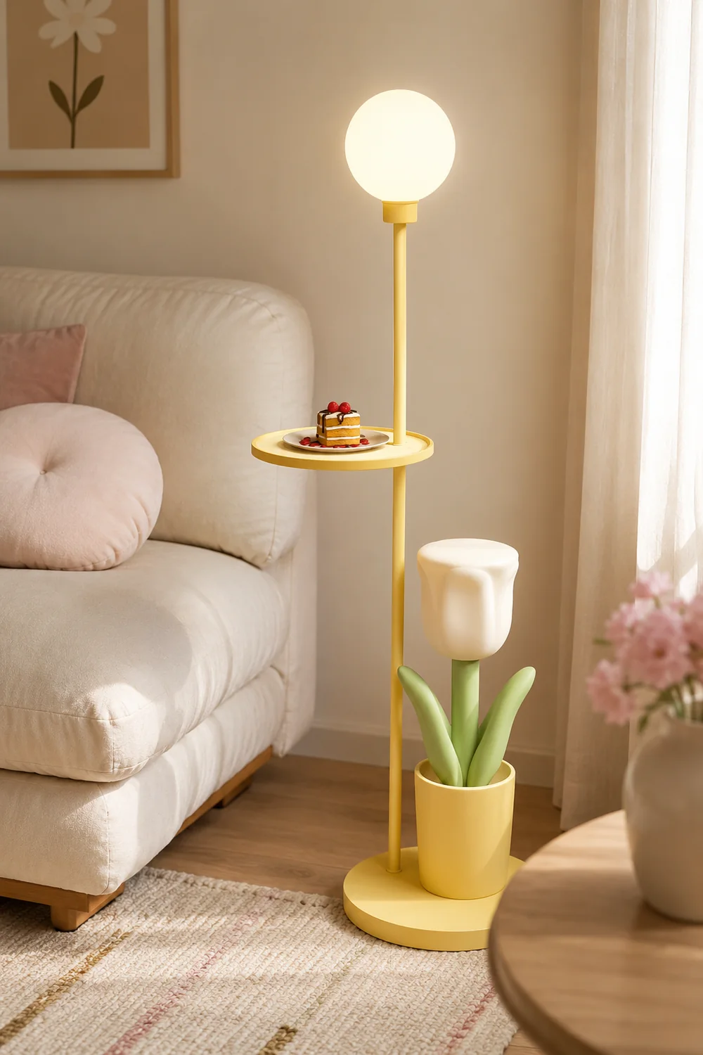 Lily Modern Floor Lamp Pink/Yellow/Purple Metal/Glass Bedroom - Lumpaz