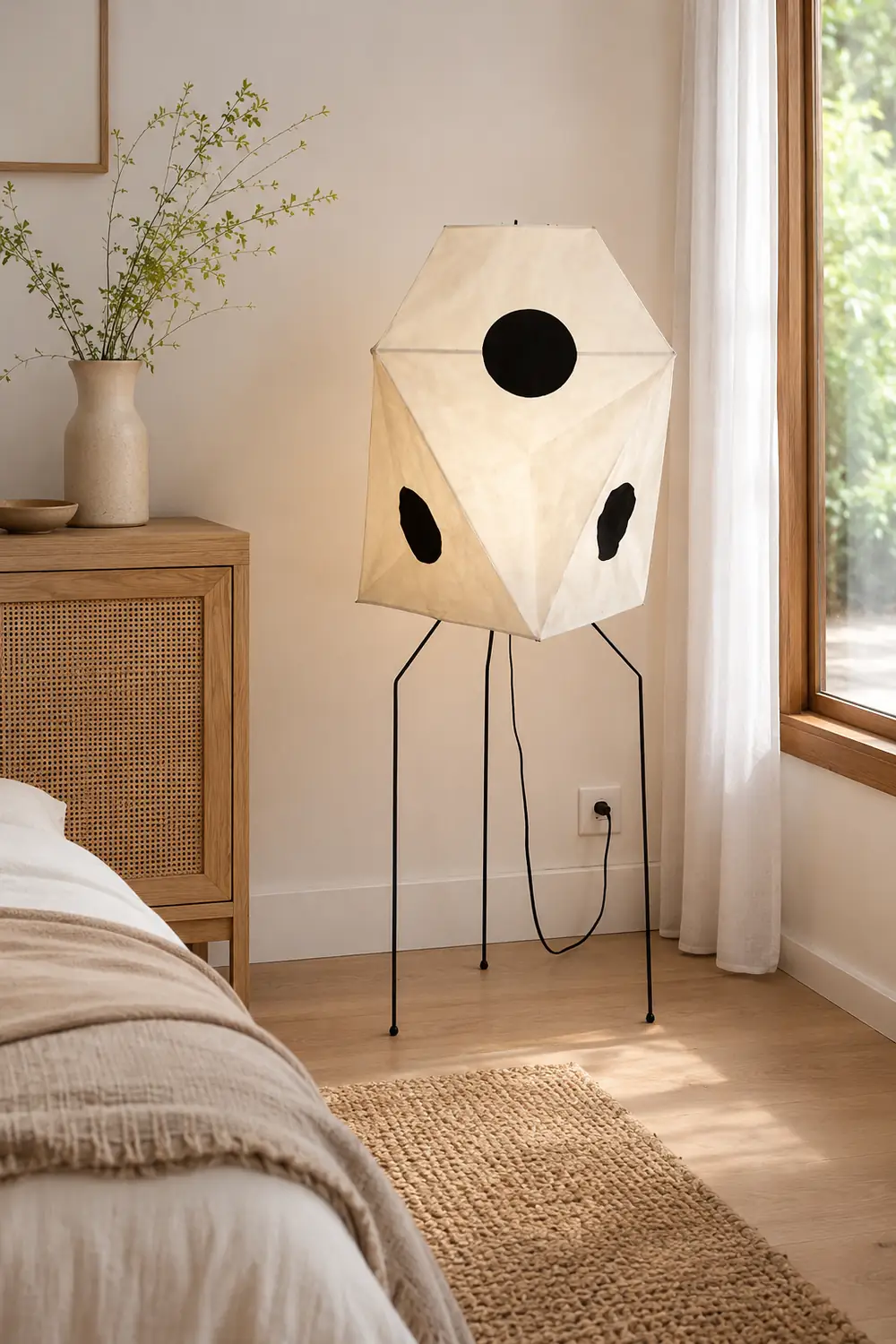 Renée Modern Funky Floor Lamp, Artificial Paper/Metal - Lumpaz