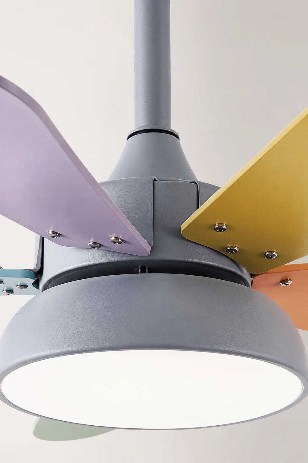 Morandi Colorful DC Ceiling Fan with Light, Gray & White, 5-Blade, for Summer - Lumpaz