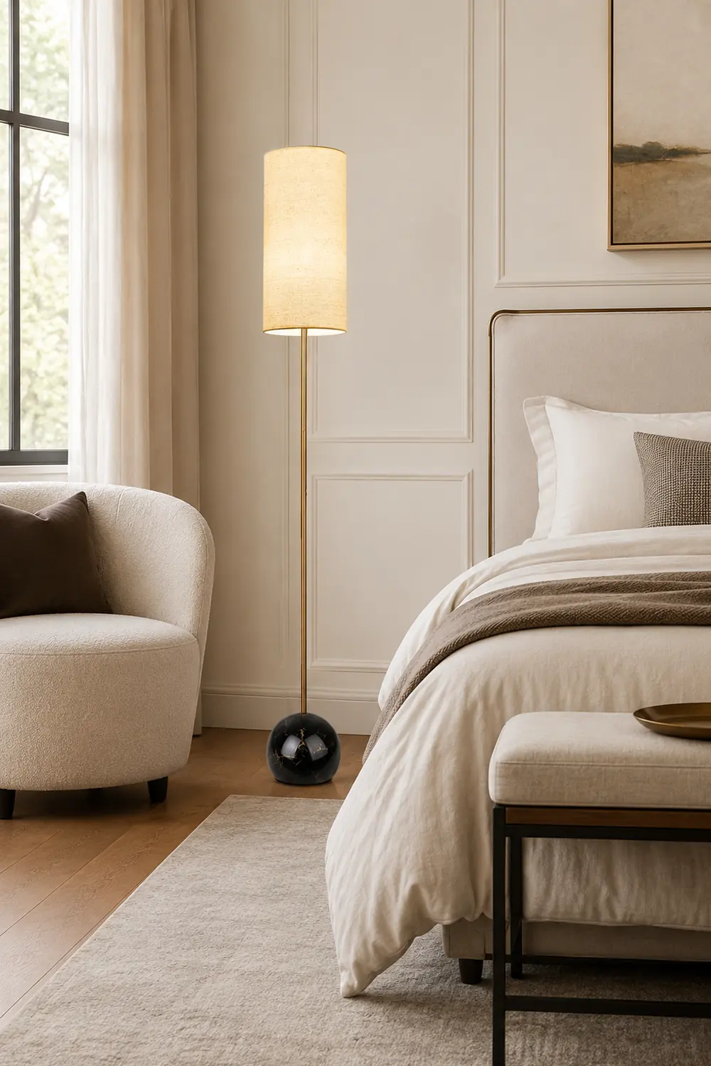 Eryn Modern Cylinder Shape Metal Fabric Floor Lamp - Lumpaz