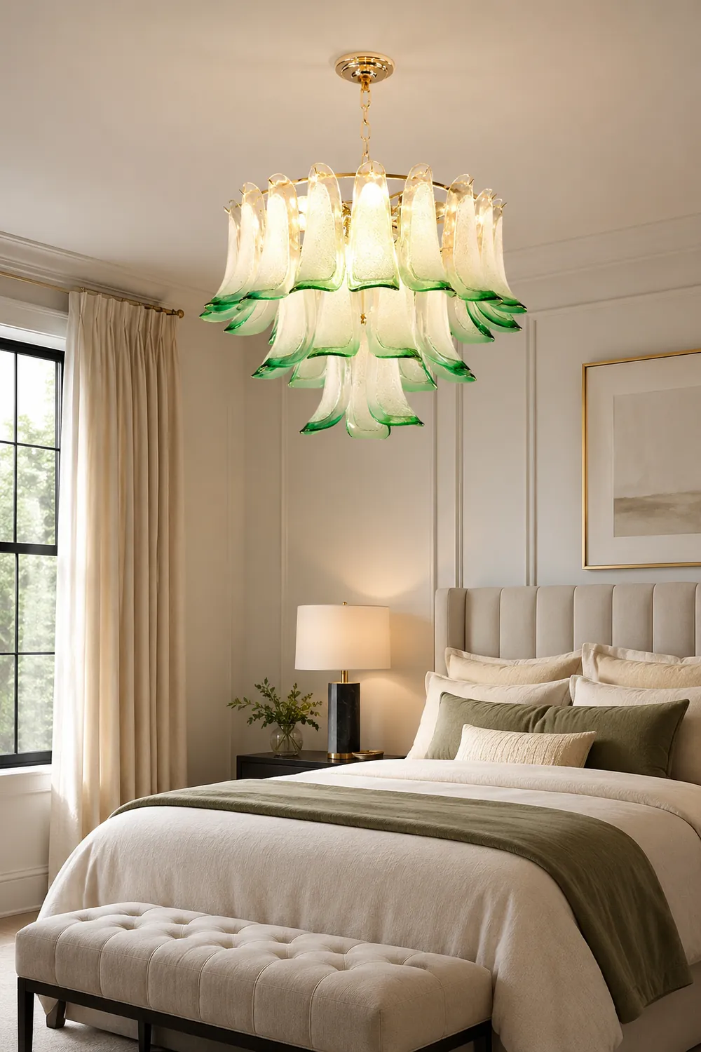Marilyn Modern 3-Tier Stained Glass Chandelier, Green - Lumpaz