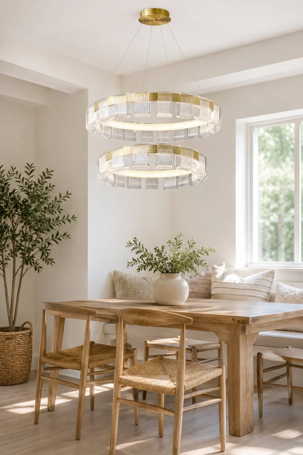 Evette Modern Acrylic Ring Pendant Light, White/Gold - Lumpaz