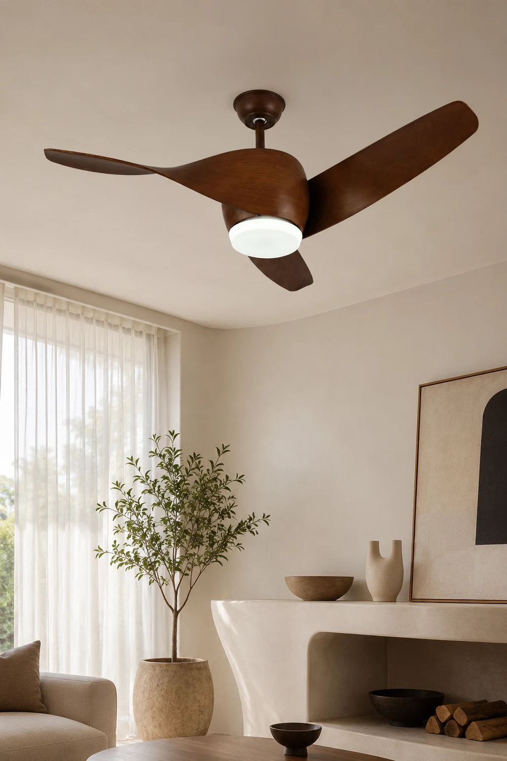 Garner 3-Blade Basic Ceiling Fan with Light, 4 Colors, DIA 52'' - Lumpaz