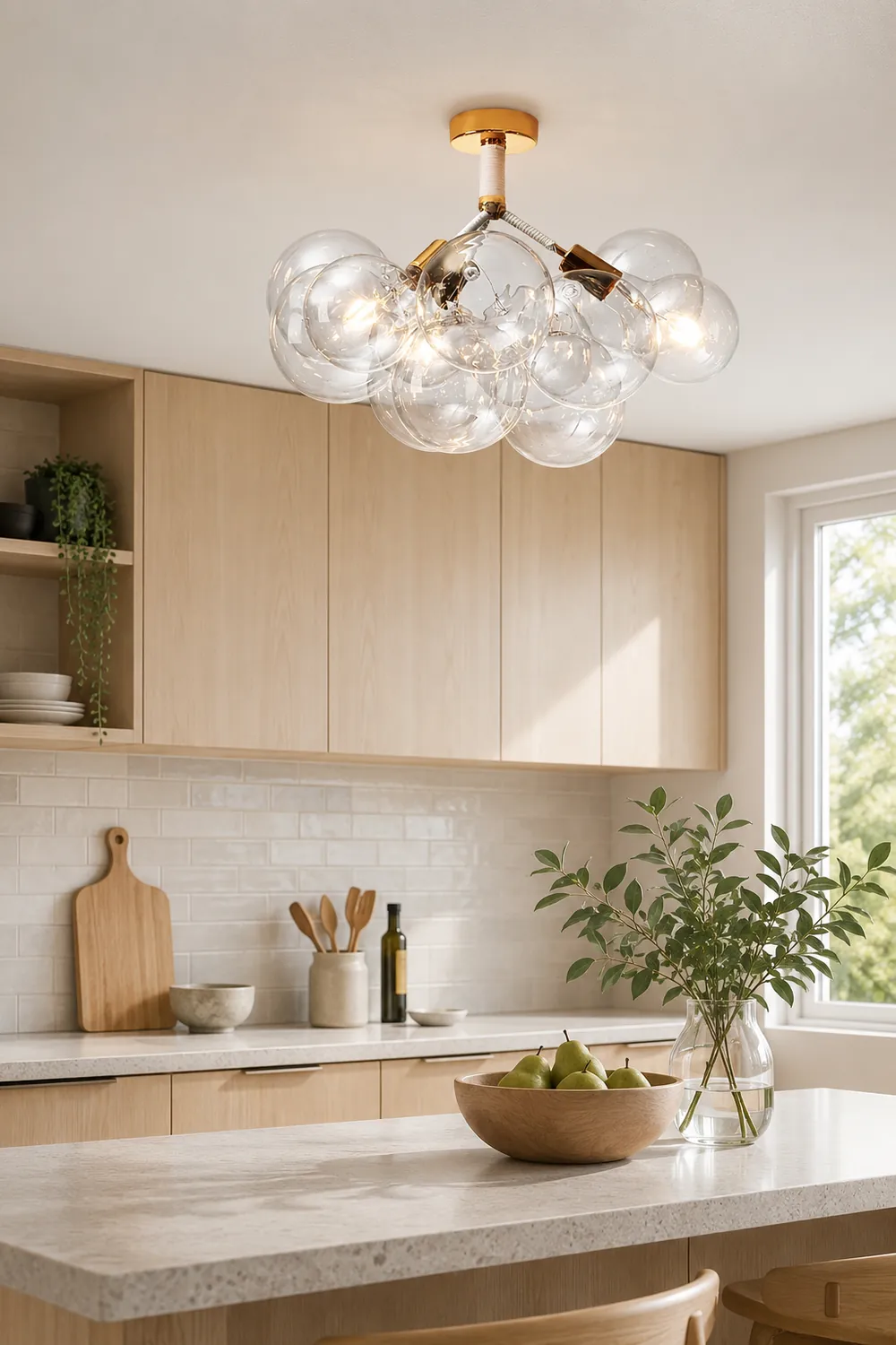 Valentina Modern Multi Globe Acrylic Ceiling Light, Gold/Chrome - Lumpaz