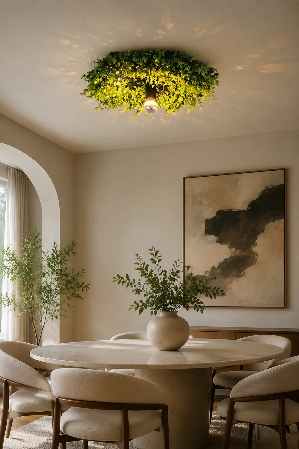 Nest Modern Plant Ceiling Light Green Metal/Glass Living Room - Lumpaz