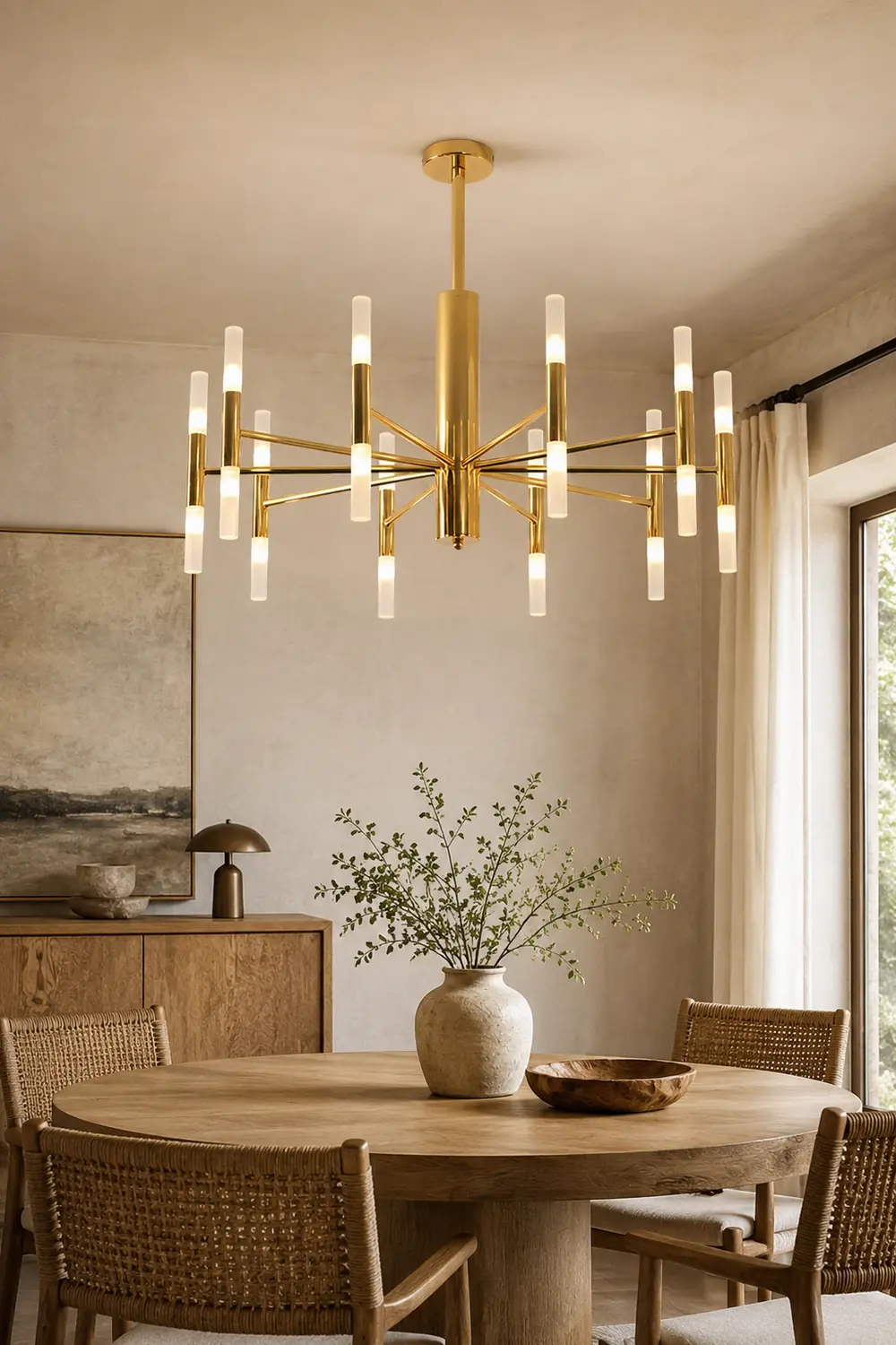 Marilyn Modern Cylindrical Metal Chandelier, Gold - Lumpaz
