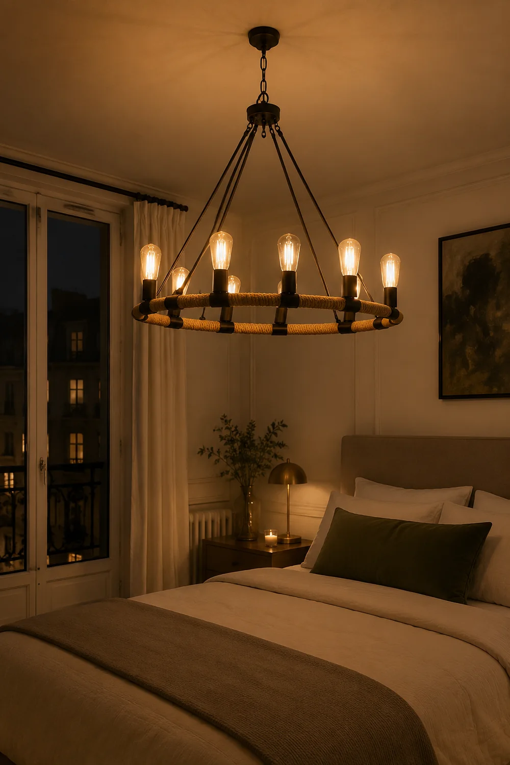 Alessio Retro Industrial Rope Pendant Light, Black - Lumpaz