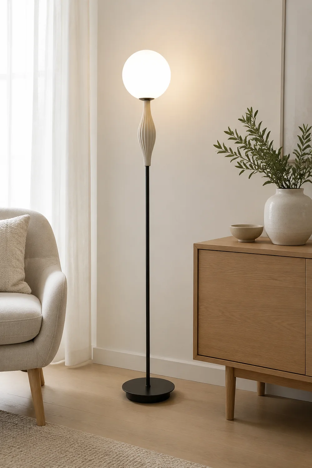Valentina Floor Lamp Bubble Modern, Metal/Glass, Bedroom - Lumpaz