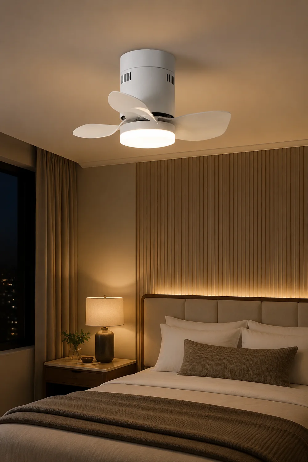 Walters 3-Blade White Ceiling Fan with Light, 2 Color, DIA 23.6'' - Lumpaz
