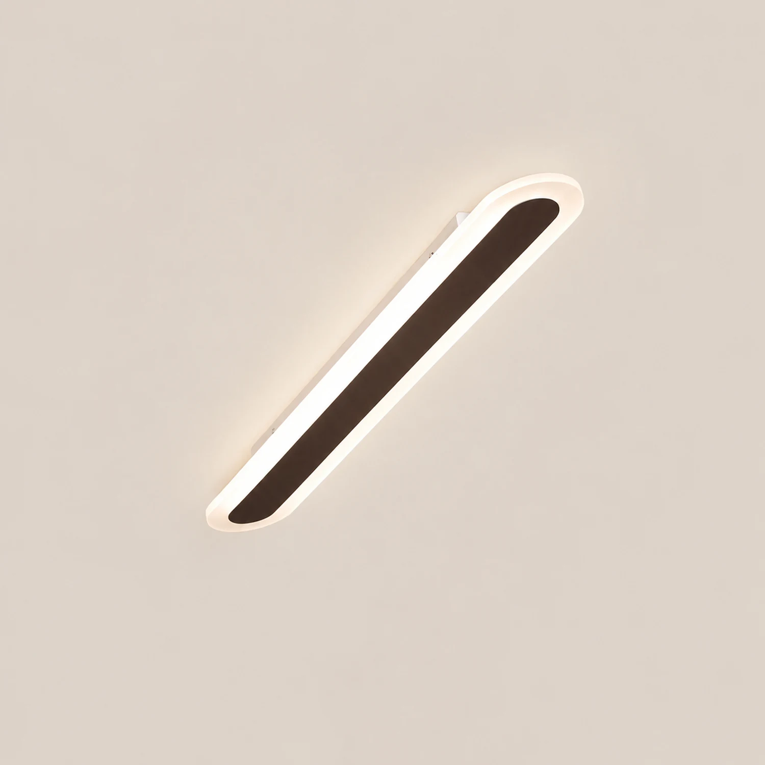 Edge Minimalist Oval Linear Metal/Acrylic Flush Mount Ceiling Light, White/Coffee - Lumpaz
