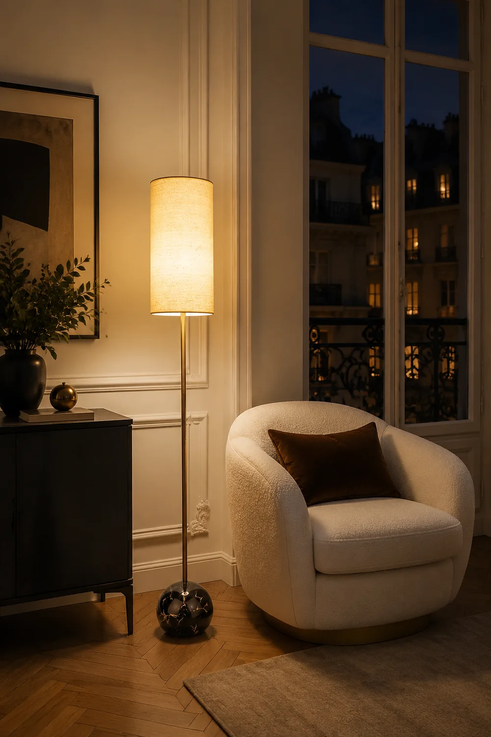 Eryn Modern Cylinder Shape Metal Fabric Floor Lamp - Lumpaz