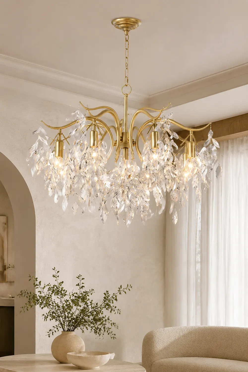 Marilyn Modern Crystal Metal Luxury Chandelier Black Gold Living Room - Lumpaz