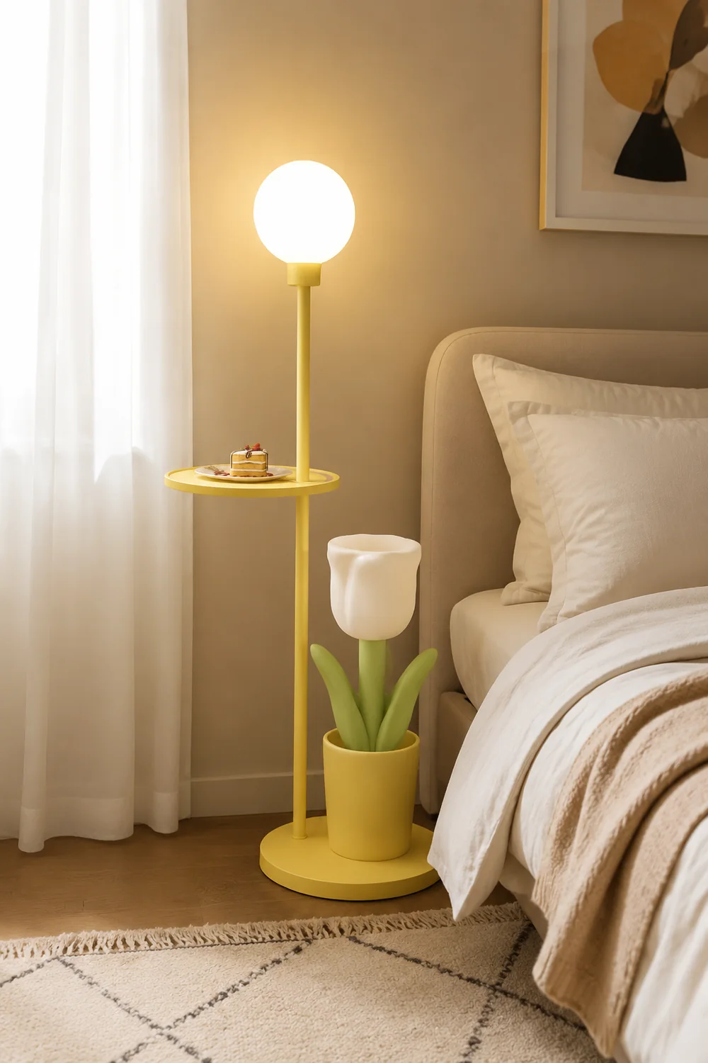 Lily Modern Floor Lamp Pink/Yellow/Purple Metal/Glass Bedroom - Lumpaz