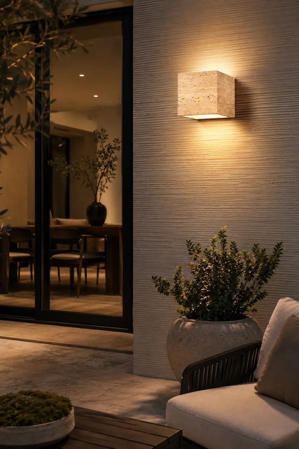 Wabi-Sabi Yellow Travertine LED Wall Sconce - Square/Rectangle - Lumpaz