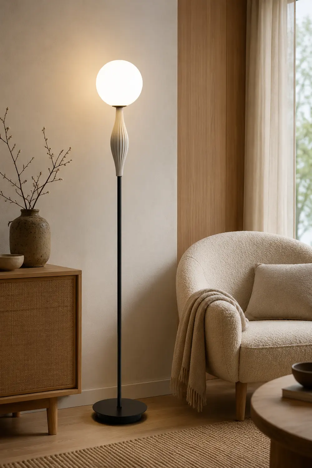 Valentina Floor Lamp Bubble Modern, Metal/Glass, Bedroom - Lumpaz