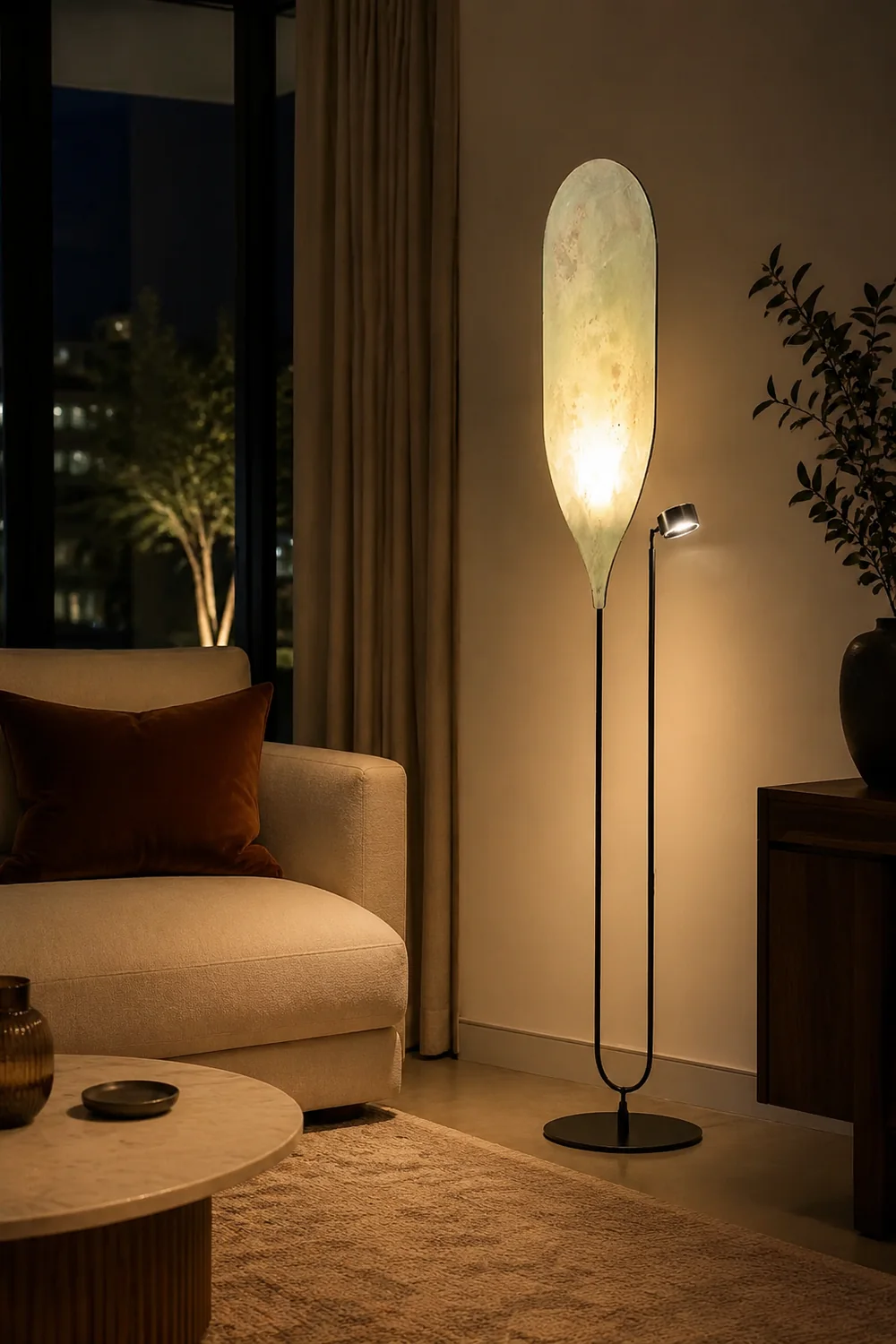 Salgado LED Floor Lamp, Metal, Reddish Brown/Aqua Blue - Lumpaz