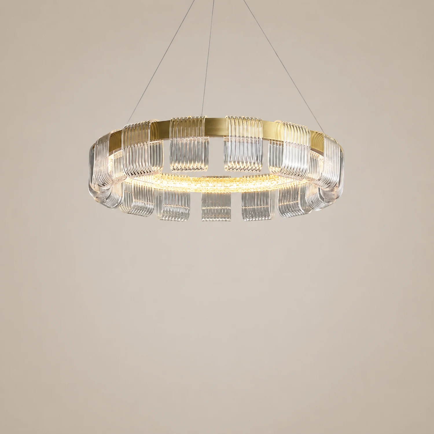 Evette Modern Acrylic Ring Pendant Light, White/Gold - Lumpaz