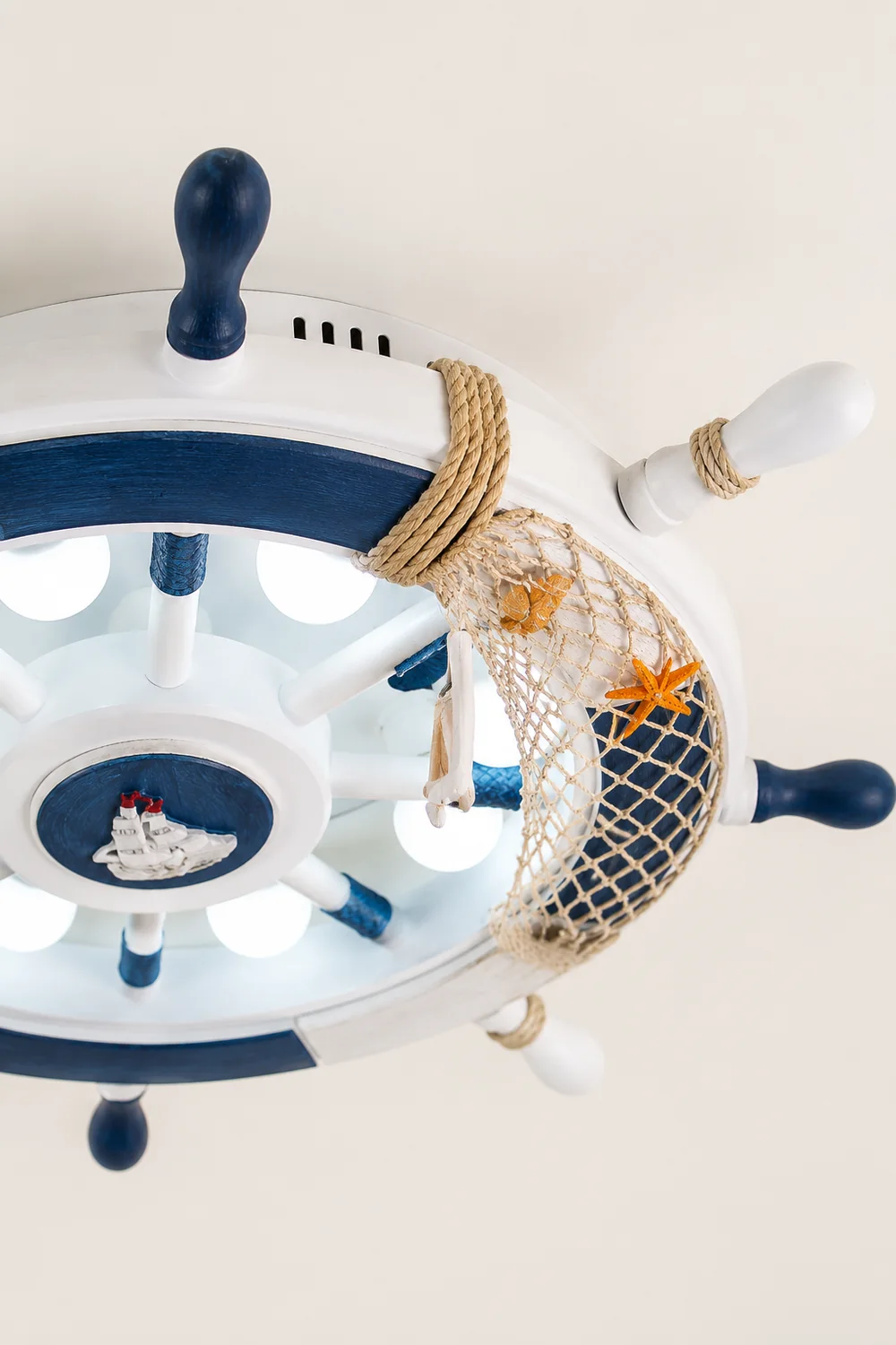 Quinn Modern Rudder Metal Flush Mount Ceiling Light White/Blue Bedroom - Lumpaz