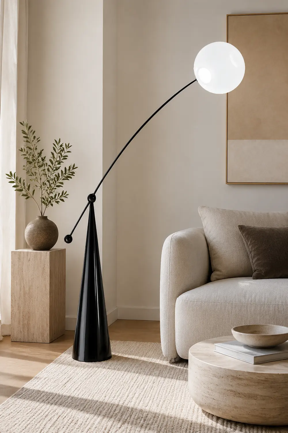 Valentina Floor Lamp Arc/Bubble Modern/Unique, Frosted Glass, White, Bedroom - Lumpaz