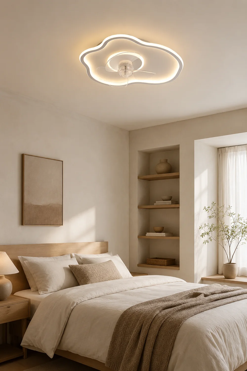 Edge White Ceiling Fan with Light, 8 Style, L 16"/18" - Lumpaz