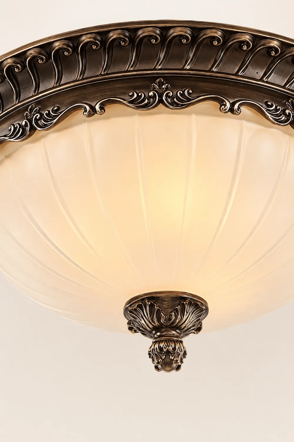Arisha Retro Semicircular Metal/Glass Flush Mount Ceiling Light, Bronze - Lumpaz