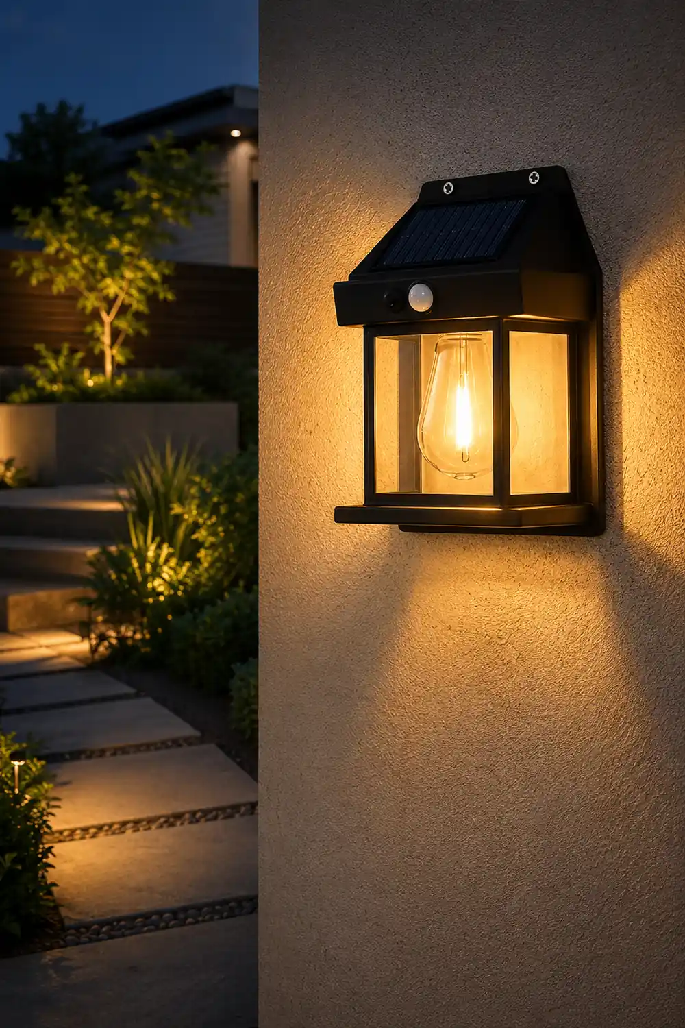 Waterproof Tungsten Bulb Intelligent Three Modes Modern Solar Wall Lights - Lumpaz