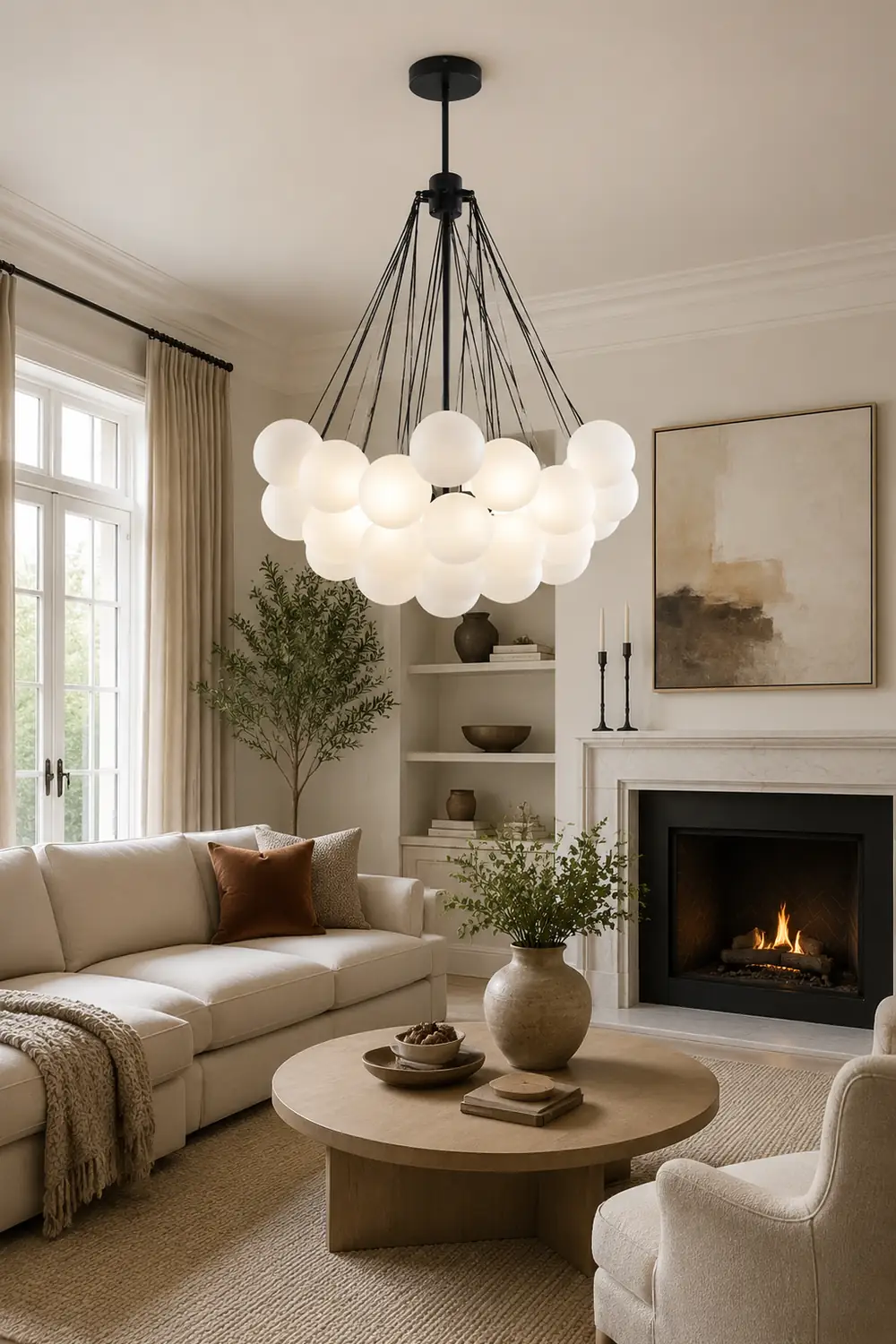 Valentina Glass Globe Pendant Light Bubble, Gold/Black - Lumpaz