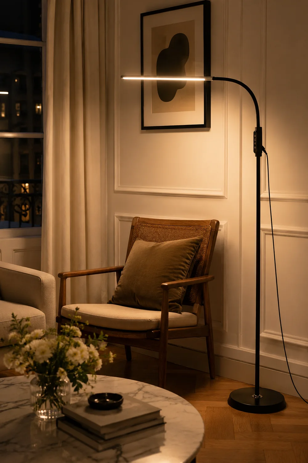 Eryn Floor Lamp Bendable/Adjustable Modern, Metal, Black, Reading - Lumpaz