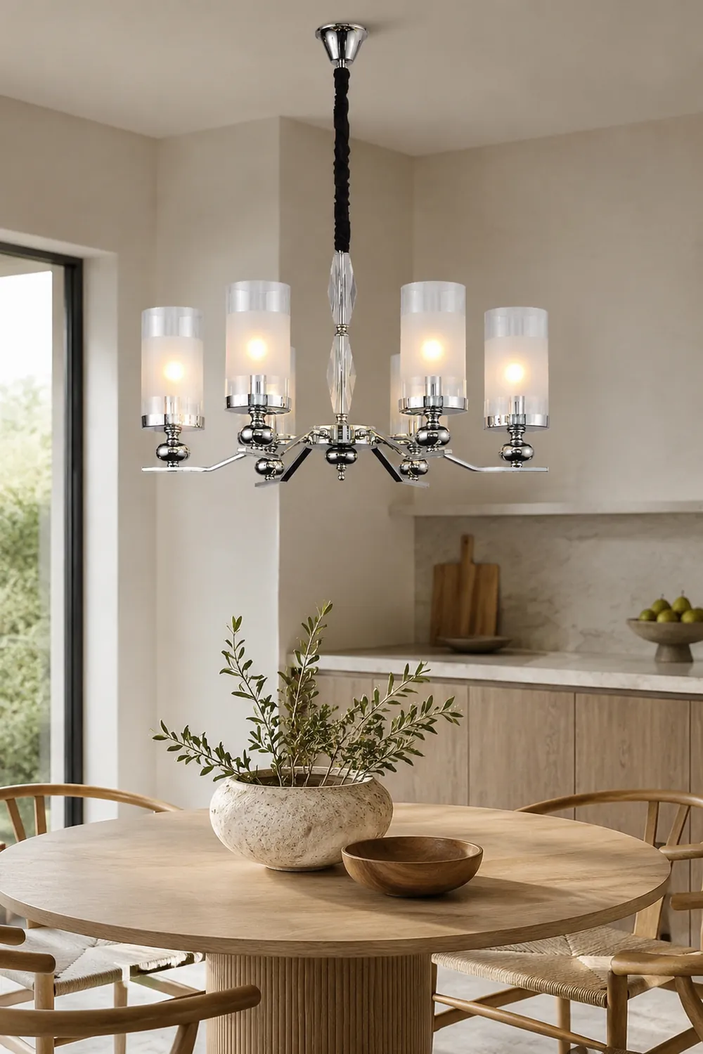 Alessio Retro Silver Metal/Glass Chandelier/Wall Lamp, Living Room - Lumpaz