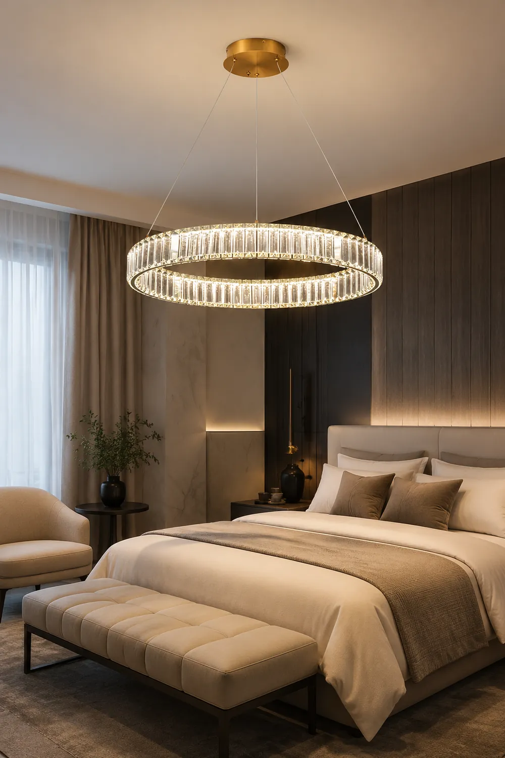 Marilyn Elegant Round Crystal Chandelier, Clear - Lumpaz