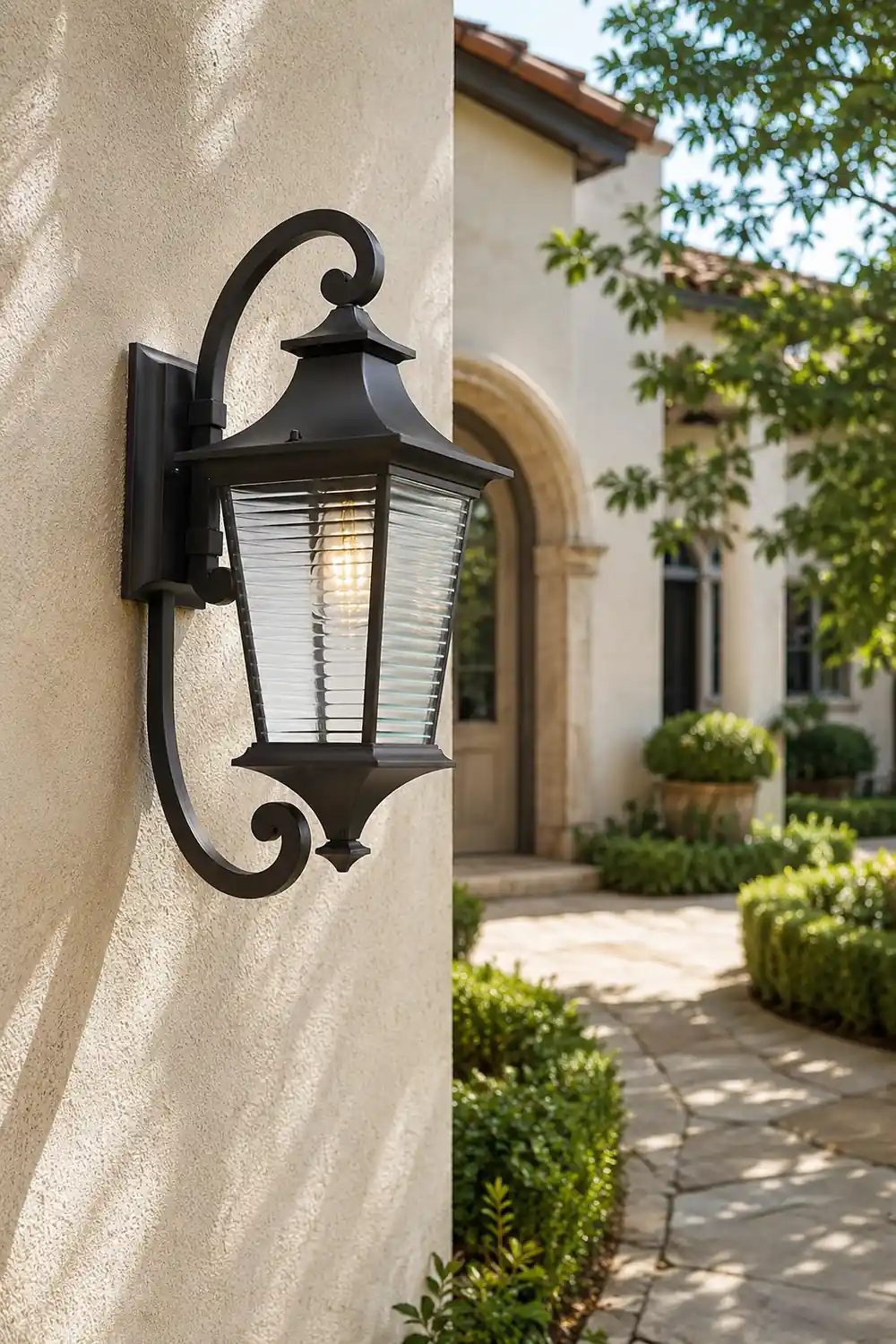 Retro Waterproof Creative Stripes Glass Shade Modern Outdoor Wall Light - Lumpaz