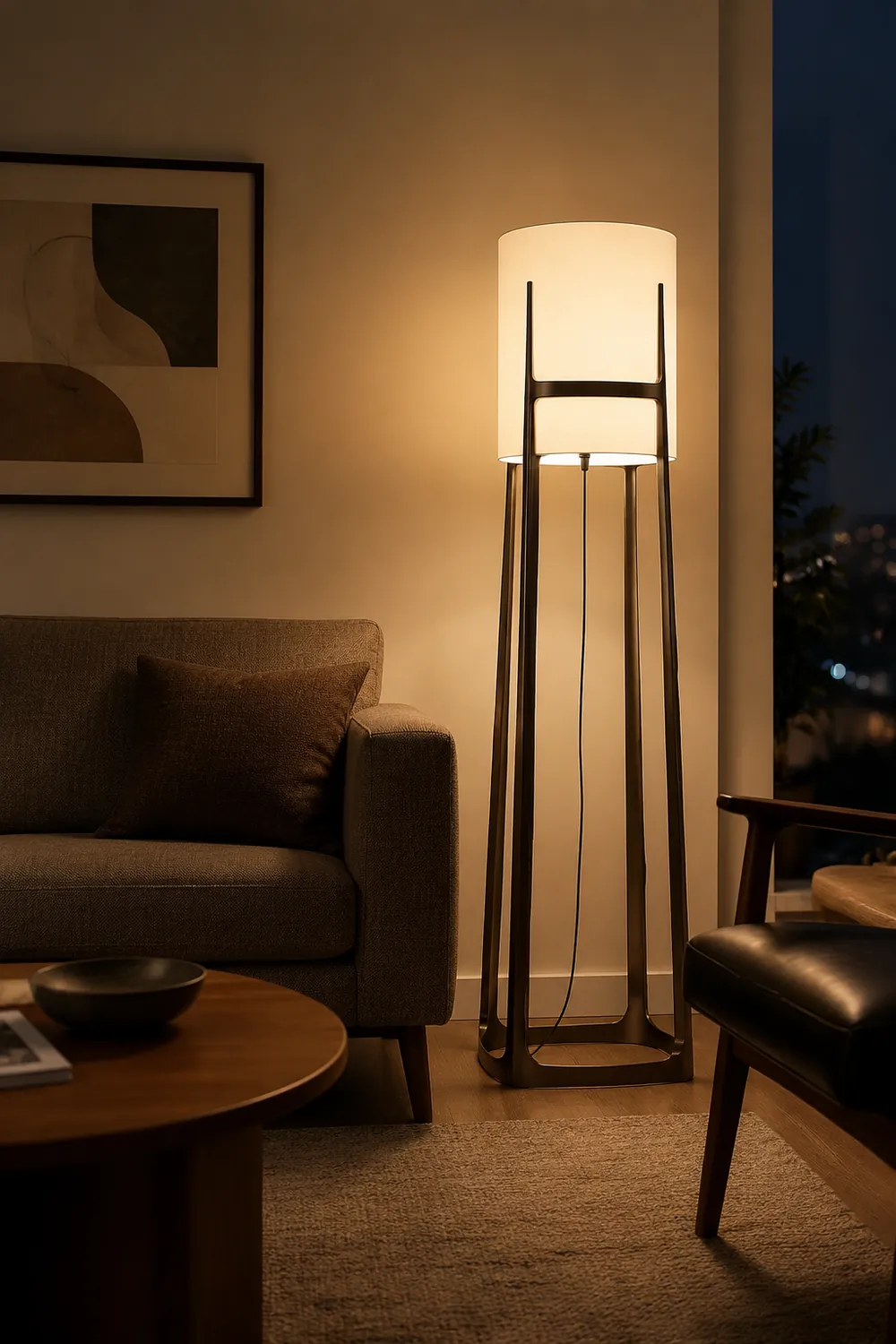 Eryn Modern Cylinder Metal Fabric Floor Lamp - Lumpaz