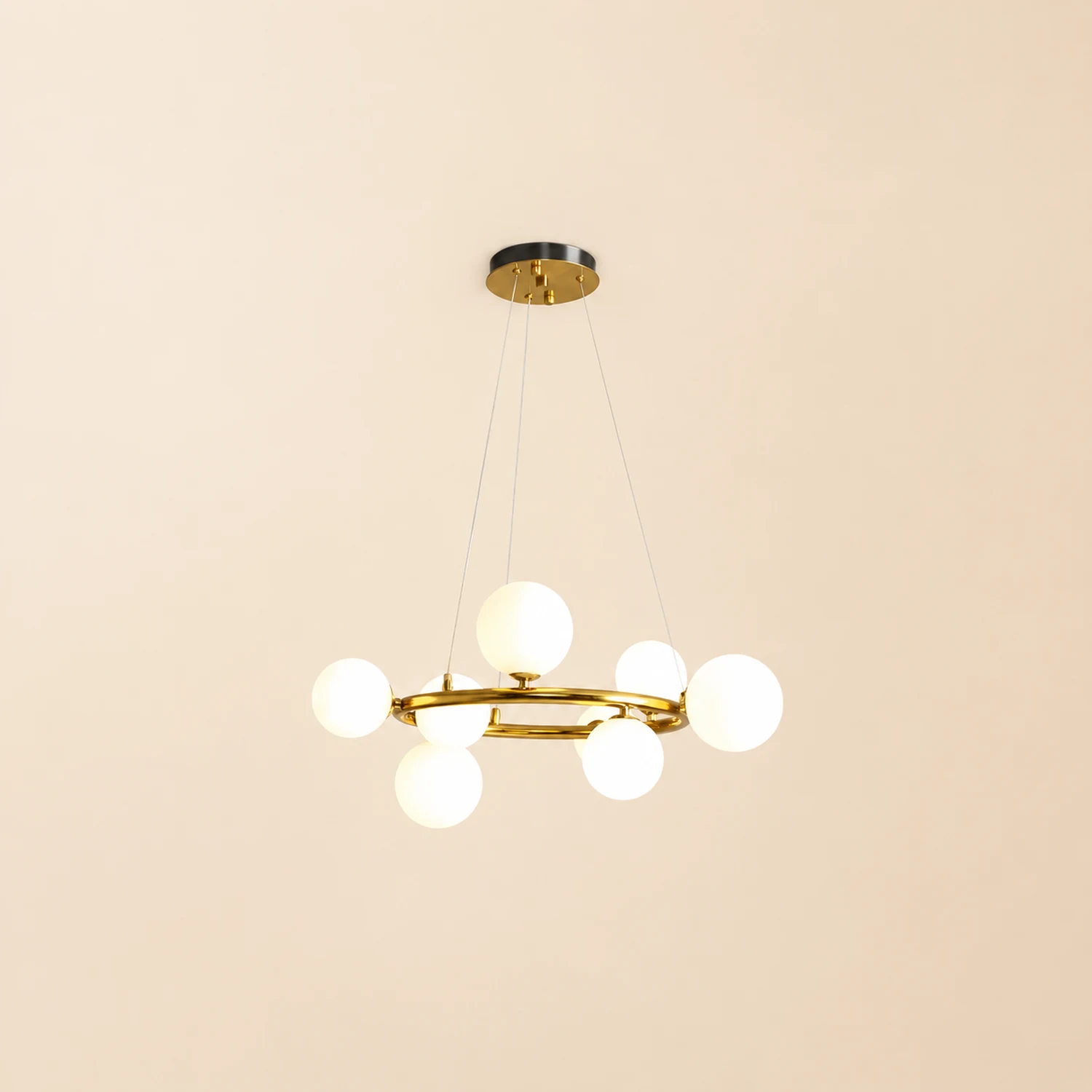 Valentina Modern Glass Globe Ring Chandelier, Gold/Black - Lumpaz