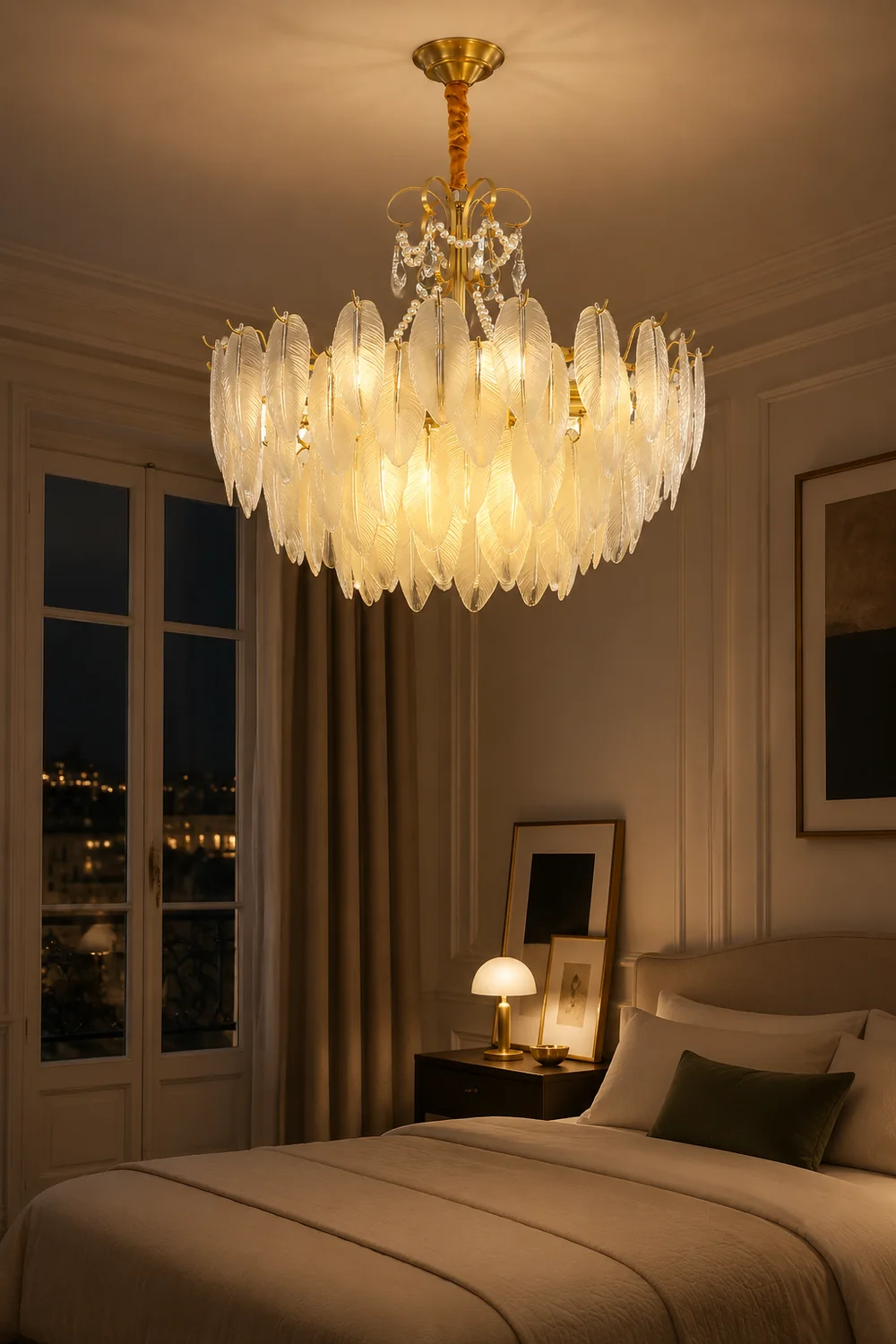 Kirsten Elegant Pearl/Glass/Metal Chandelier, White - Lumpaz