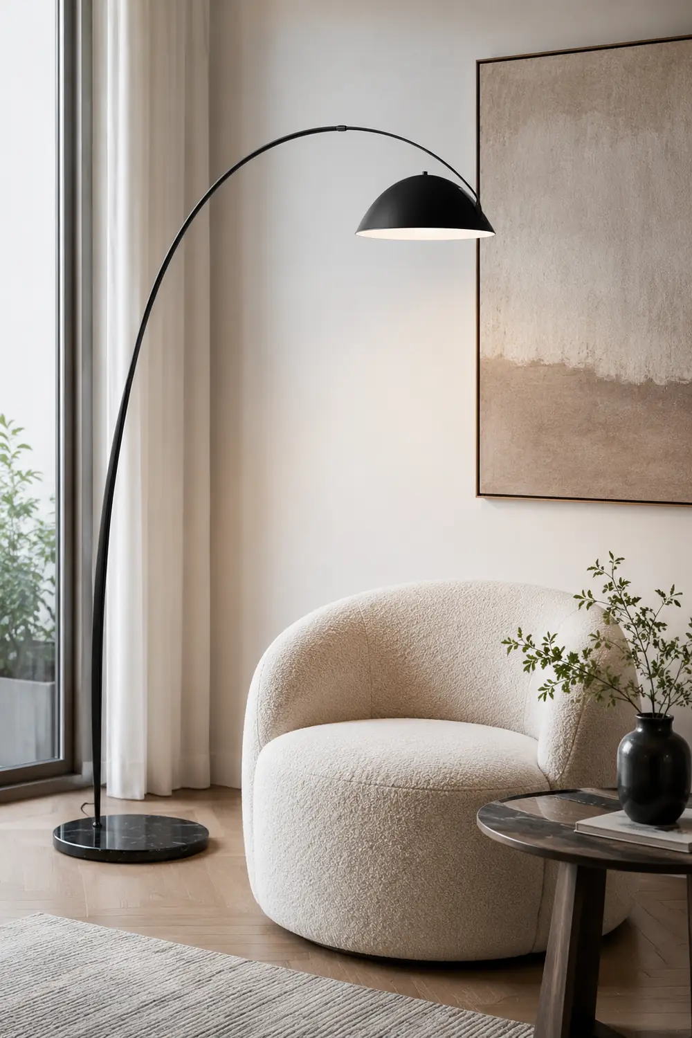 Avi Modrn Fishing Rod Metal Floor Lamp, Black - Lumpaz