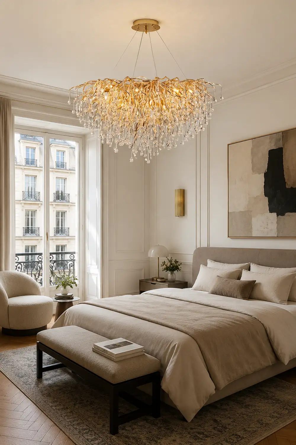 Colon Pendant Light Tassel Luxury, Metal/Crystal, Gold, Bedroom - Lumpaz
