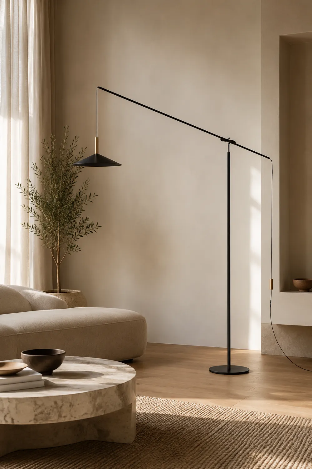 Carins Floor Lamp Italian Unique Modern, Metal Adjustable, Black, Living Room - Lumpaz