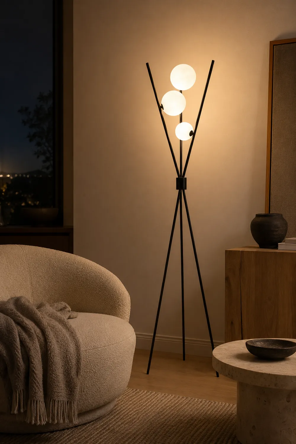 Valentina Tripod Floor Lamp/Table Lamp, Metal/Acrylic - Lumpaz
