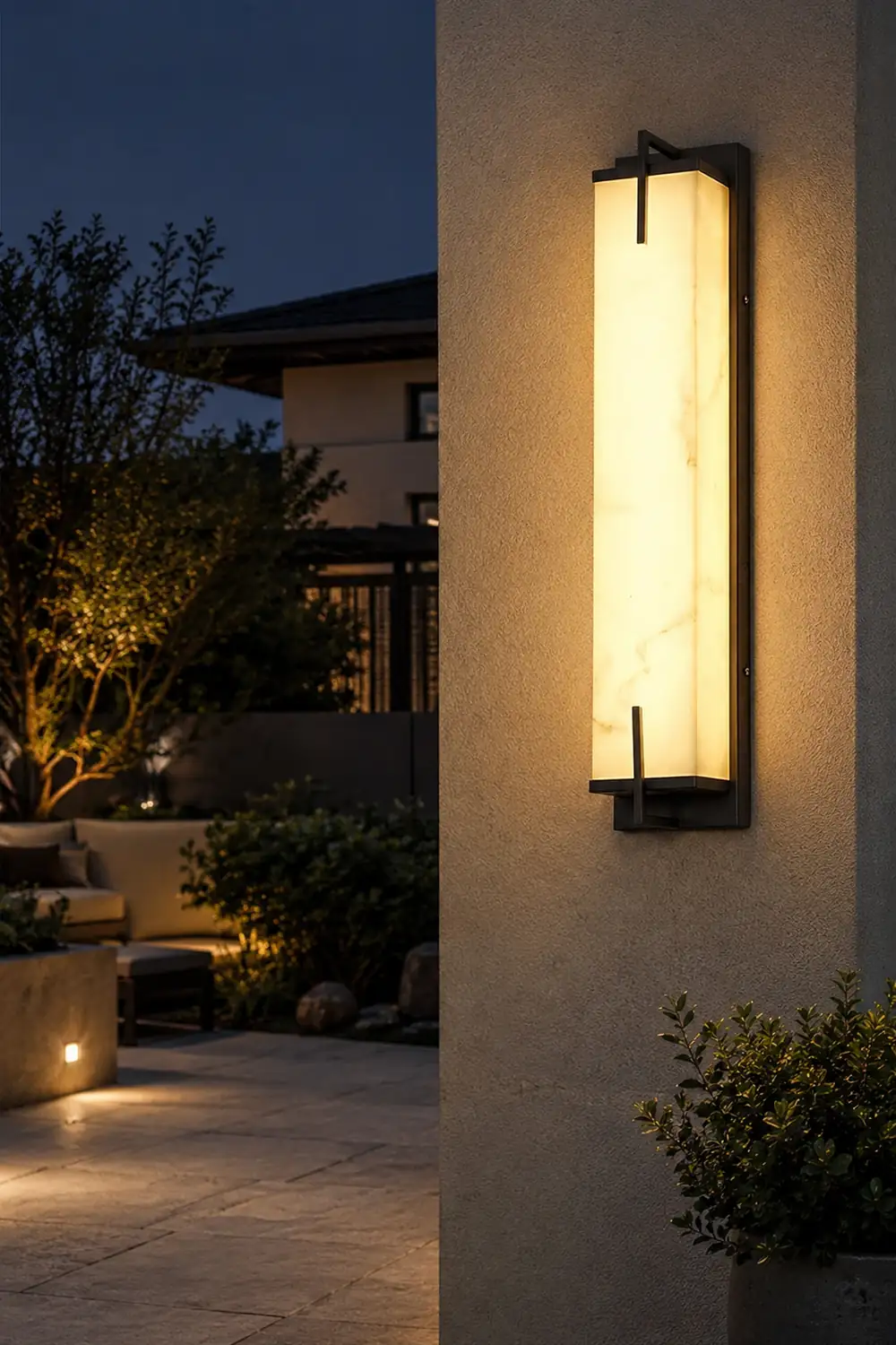 Resin Rectangular Waterproof LED Black Modern Outdoor Sconce Lighting - Lumpaz