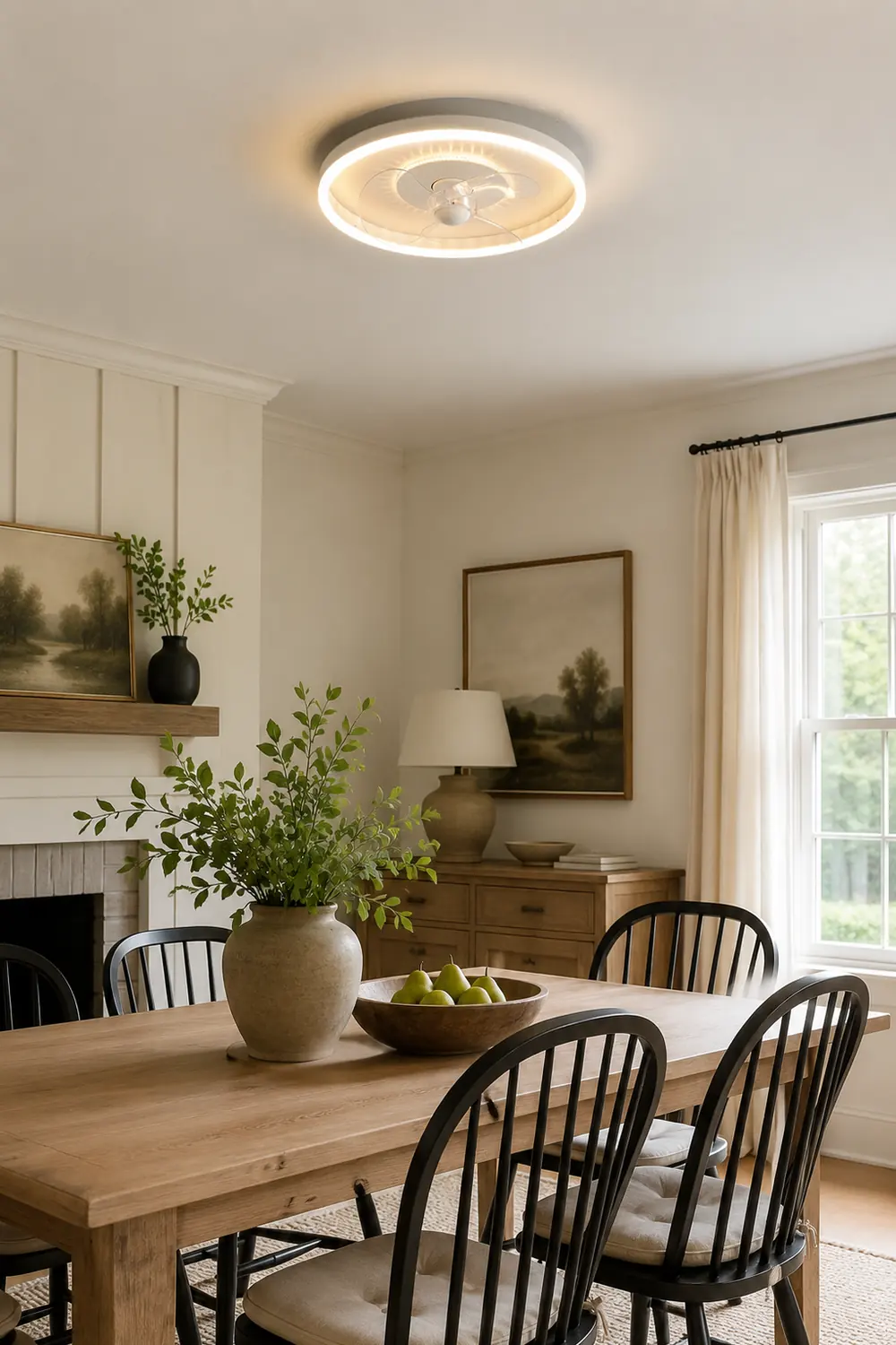 Quinn White Double-light Ceiling Fan with Light, DIA 15.7"/19.7" - Lumpaz