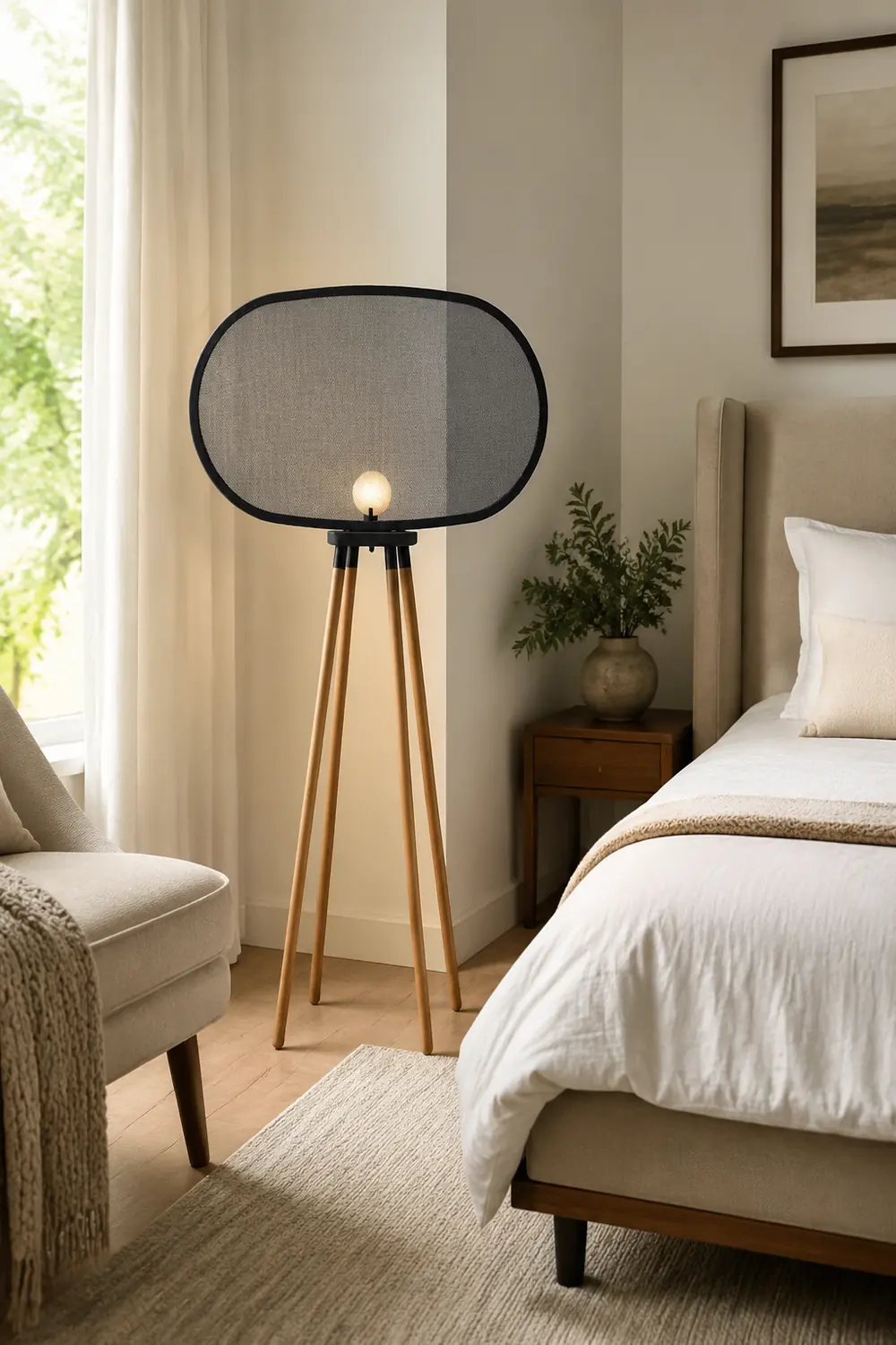 Cooley Modern Design Minimalistic Floor Lamp, Metal & Wood - Lumpaz