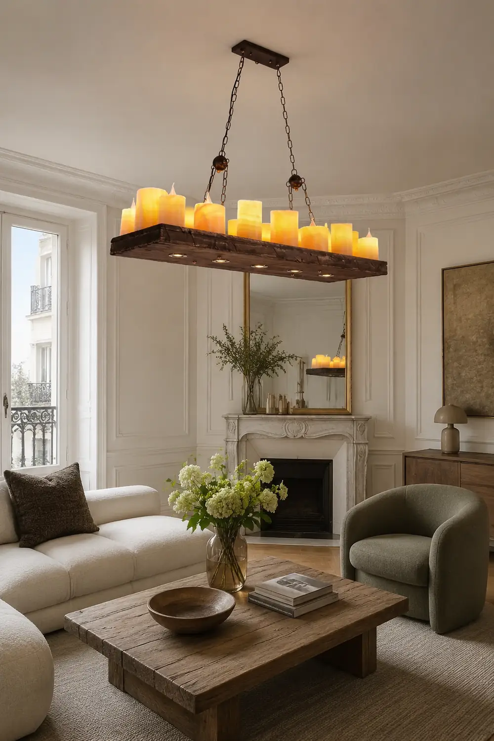 Austin Farmhouse Candle Metal/Glass/Wood Chandelier - Lumpaz