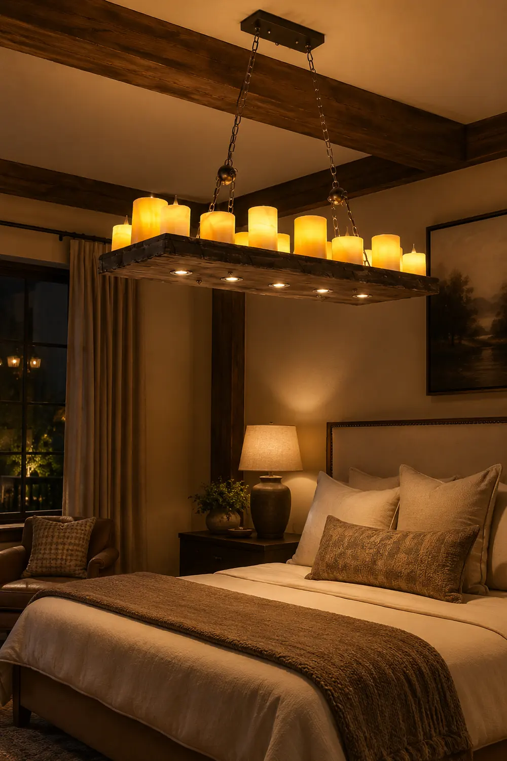 Austin Farmhouse Candle Metal/Glass/Wood Chandelier - Lumpaz