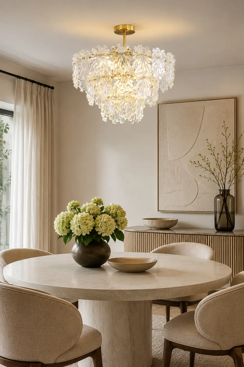 Marilyn Elegant Gold Pendant Light 3 Rings, Metal/Glass - Lumpaz